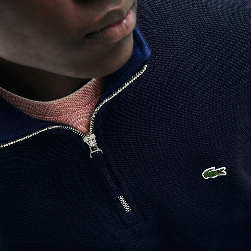 Zip Stand-Up Collar Ribbed Sweatshirt | Lacoste Mens