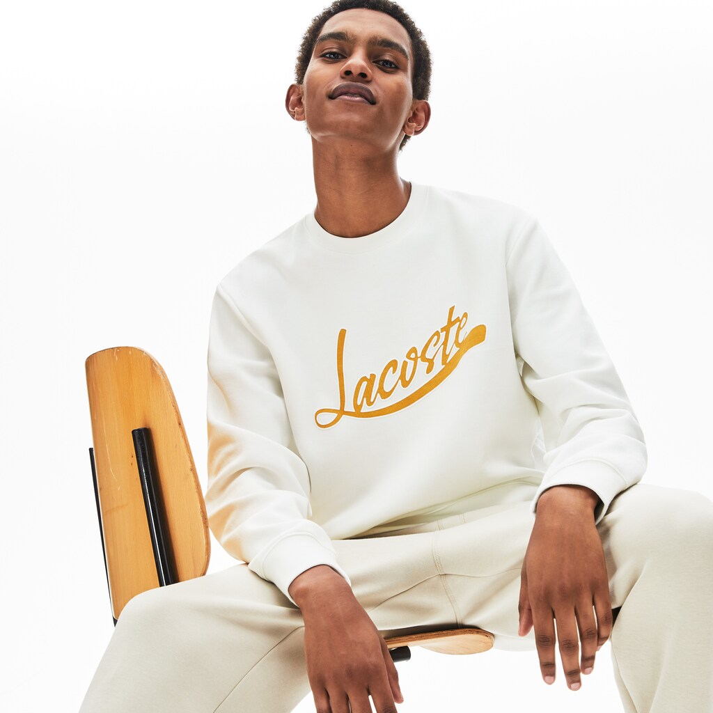 Signature Print Crew Neck Sweatshirt | Lacoste Mens