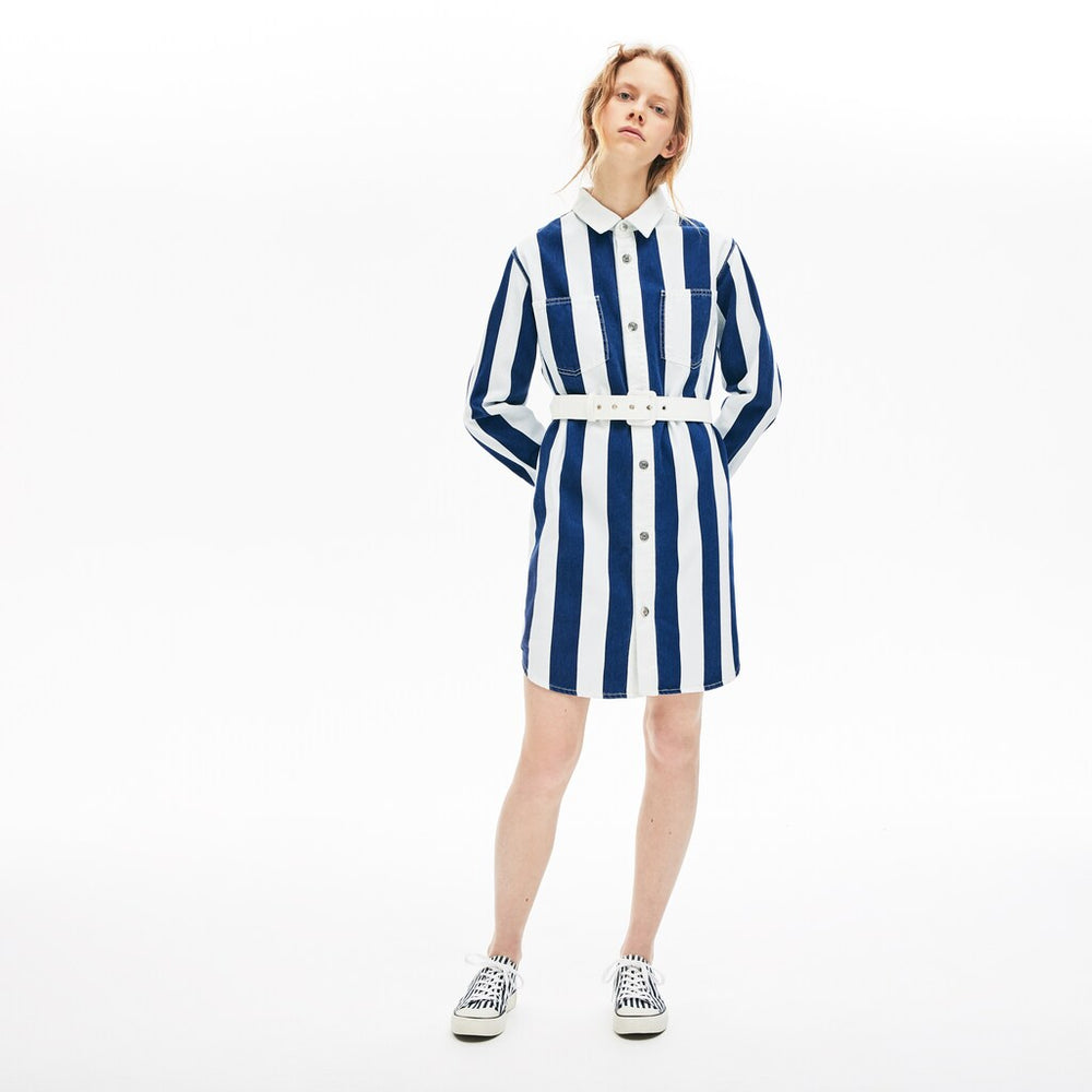 Wo  LIVE Striped Cotton Shirtdress | Lacoste Womens