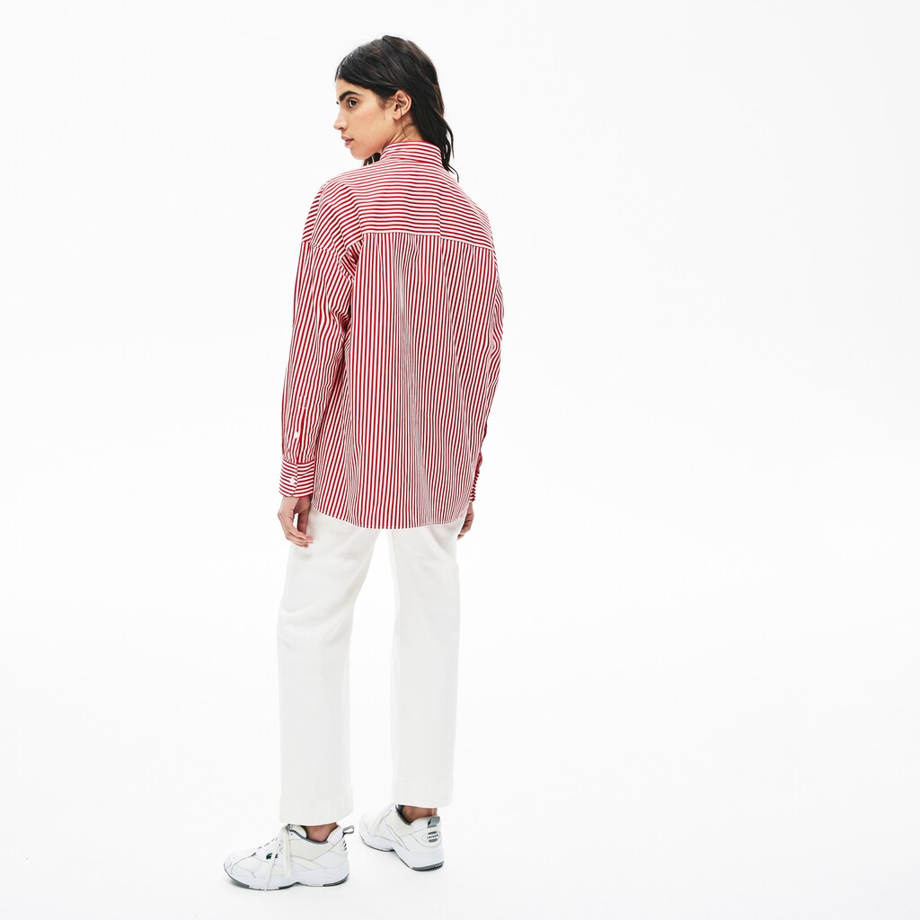 Wo  LIVE Boxy-Fit Striped Cotton Shirt | Lacoste Womens