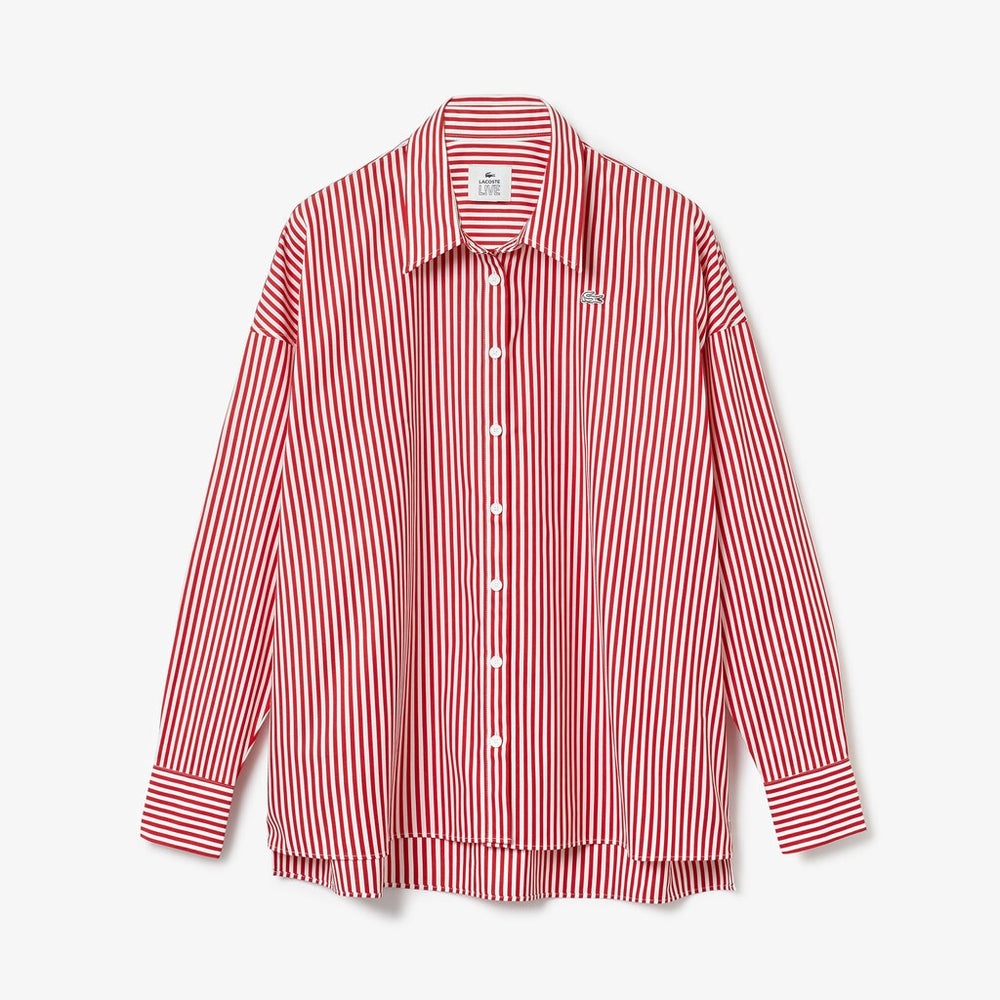Wo  LIVE Boxy-Fit Striped Cotton Shirt | Lacoste Womens