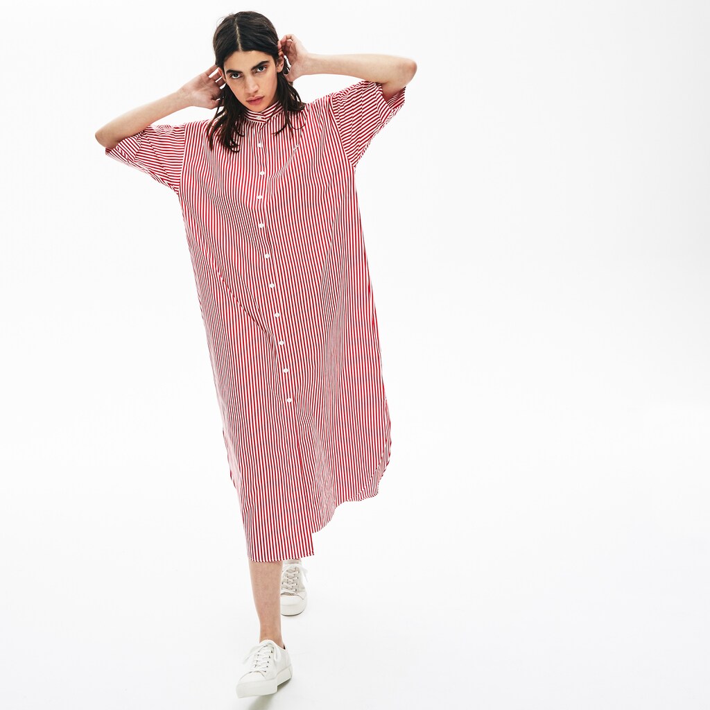 Wo  LIVE Striped Cotton Maxi Dress | Lacoste Womens