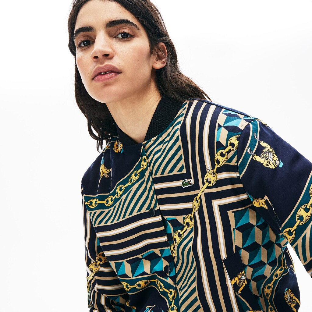 Wo  LIVE Lightweight Scarf-Print Bomber Jacket | Lacoste Womens