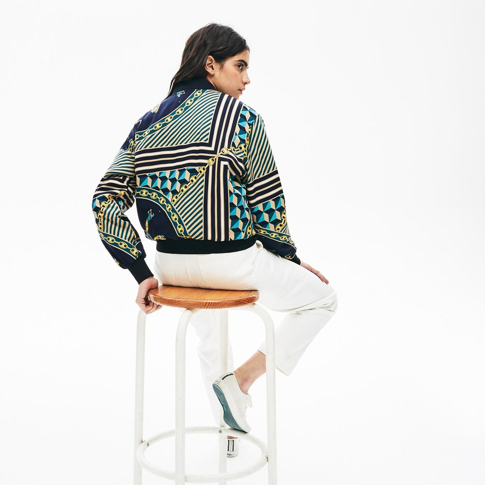 Wo  LIVE Lightweight Scarf-Print Bomber Jacket | Lacoste Womens