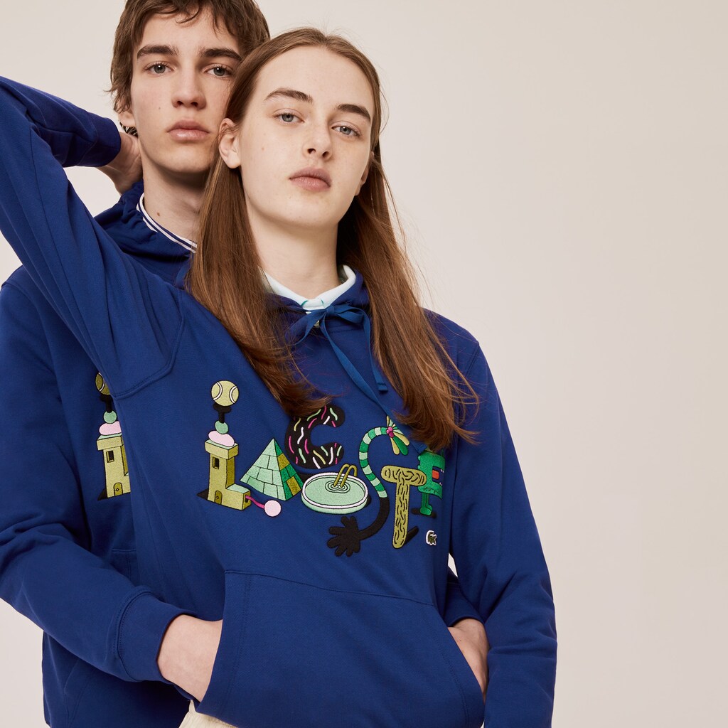 Unisex Lacoste x Jeremyville Print Hooded Sweatshirt | Lacoste Mens|Womens