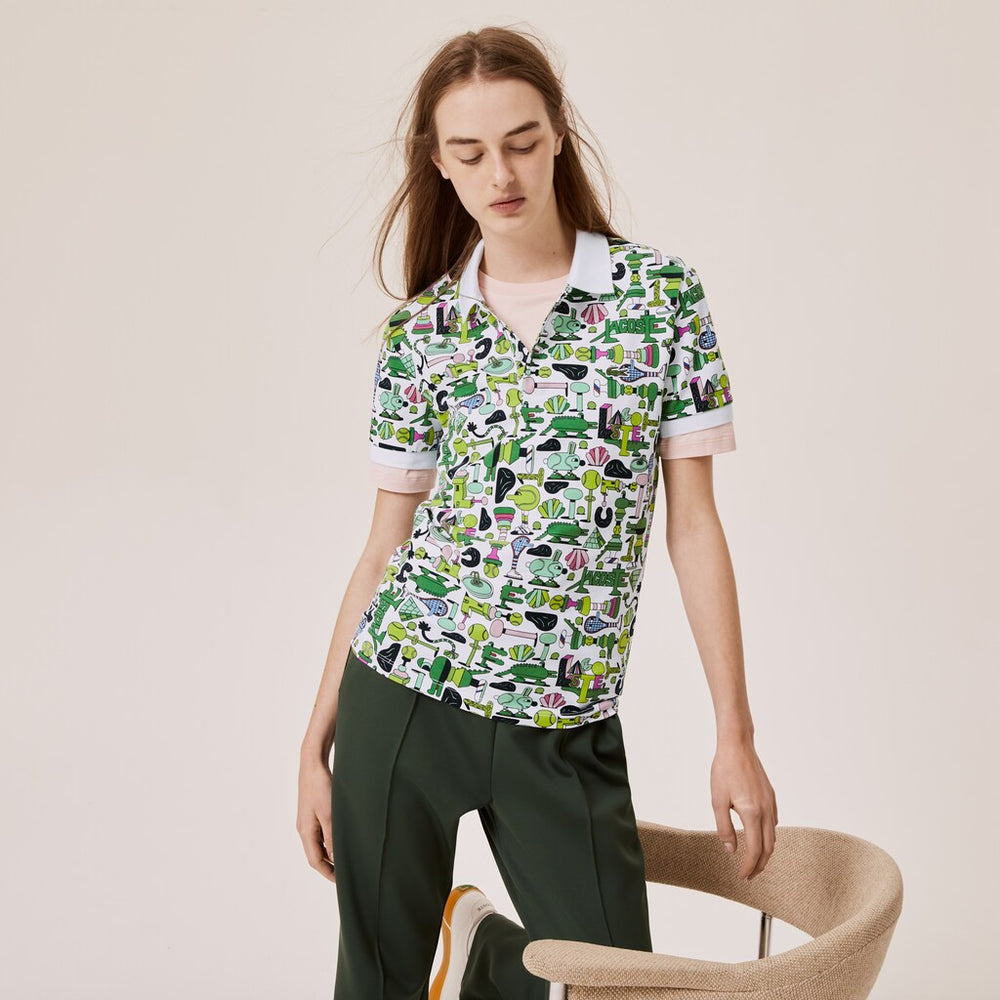 Unisex Lacoste x Jeremyville Print Regular Fit Piqué Polo Shirt | Lacoste Mens|Womens