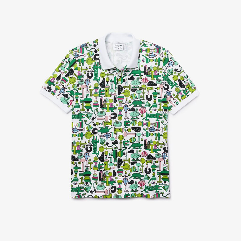 Unisex Lacoste x Jeremyville Print Regular Fit Piqué Polo Shirt | Lacoste Mens|Womens
