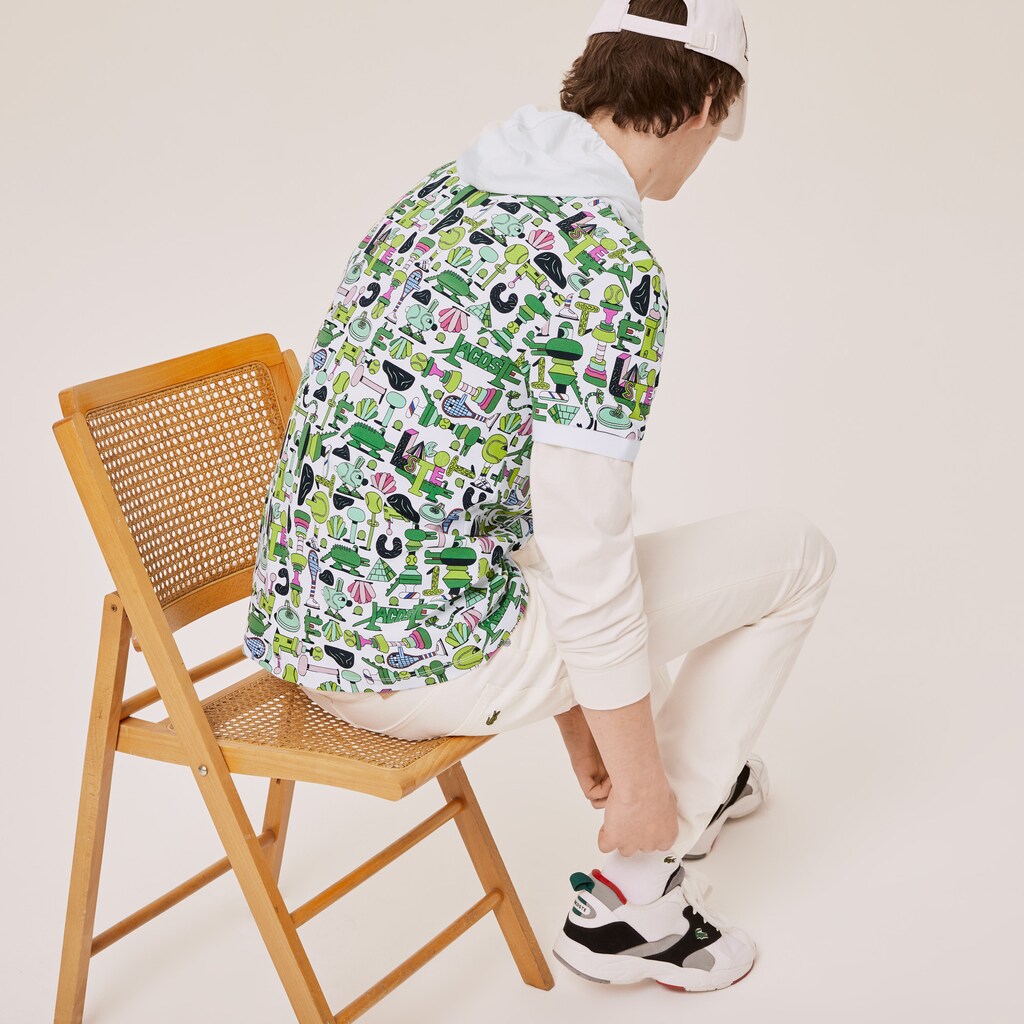 Unisex Lacoste x Jeremyville Print Regular Fit Piqué Polo Shirt | Lacoste Mens|Womens