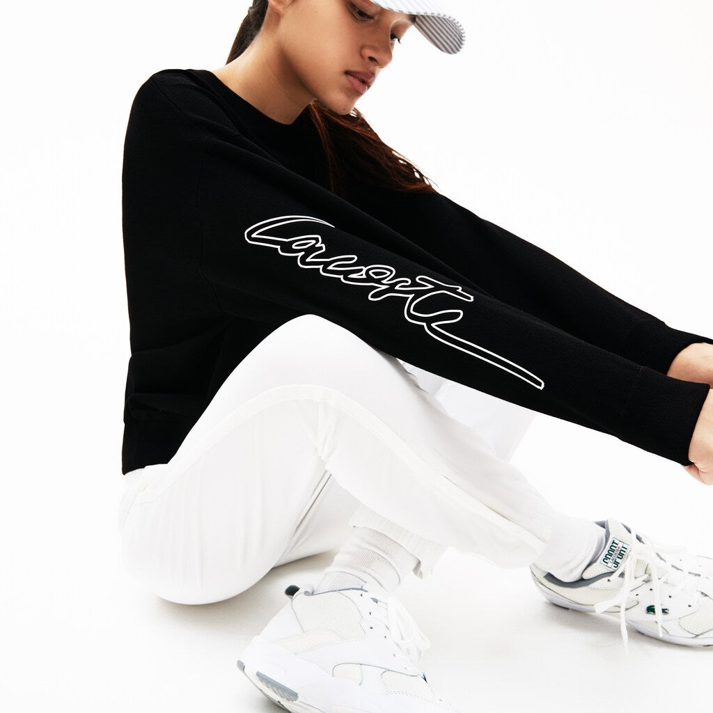 Wo  LIVE 3D Signature Cotton Crewneck Sweater | Lacoste Womens