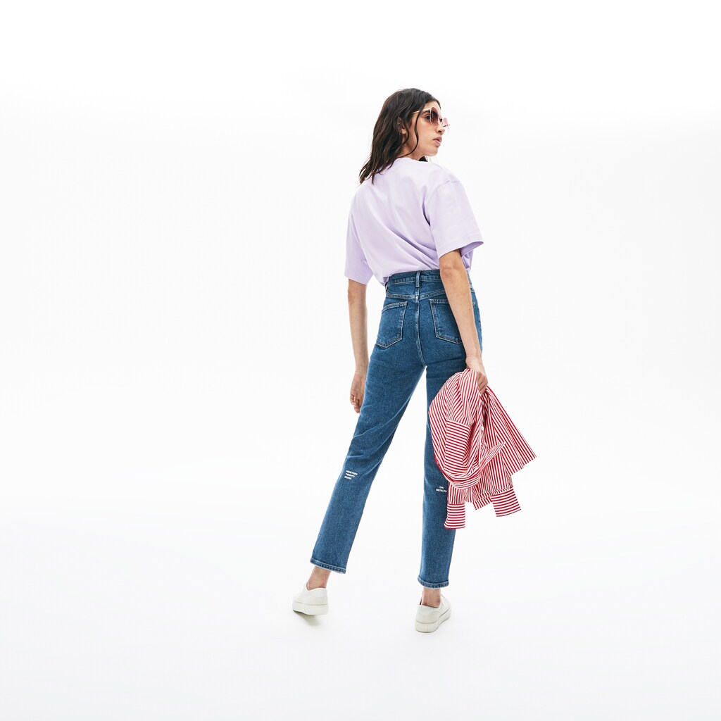 Wo  LIVE High-Rise Washed Cotton Jeans | Lacoste Womens
