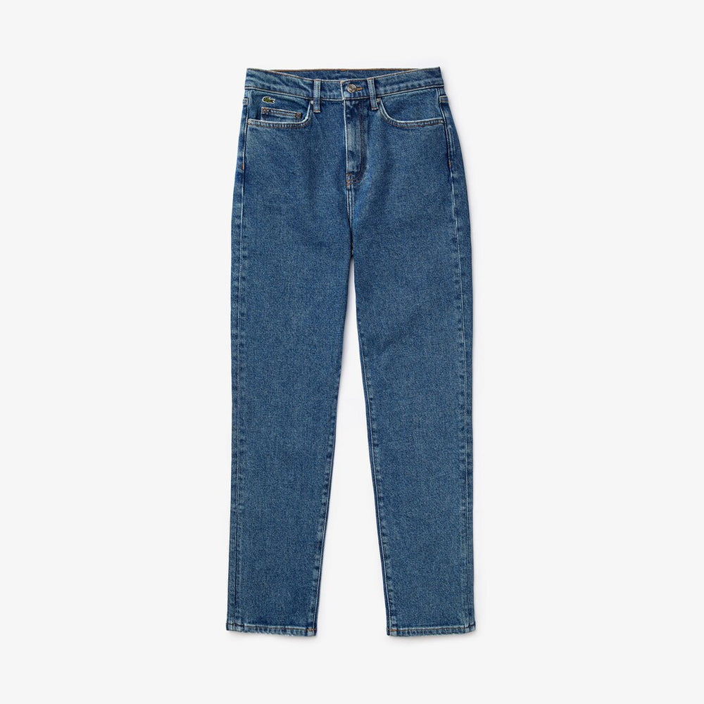Wo  LIVE High-Rise Washed Cotton Jeans | Lacoste Womens