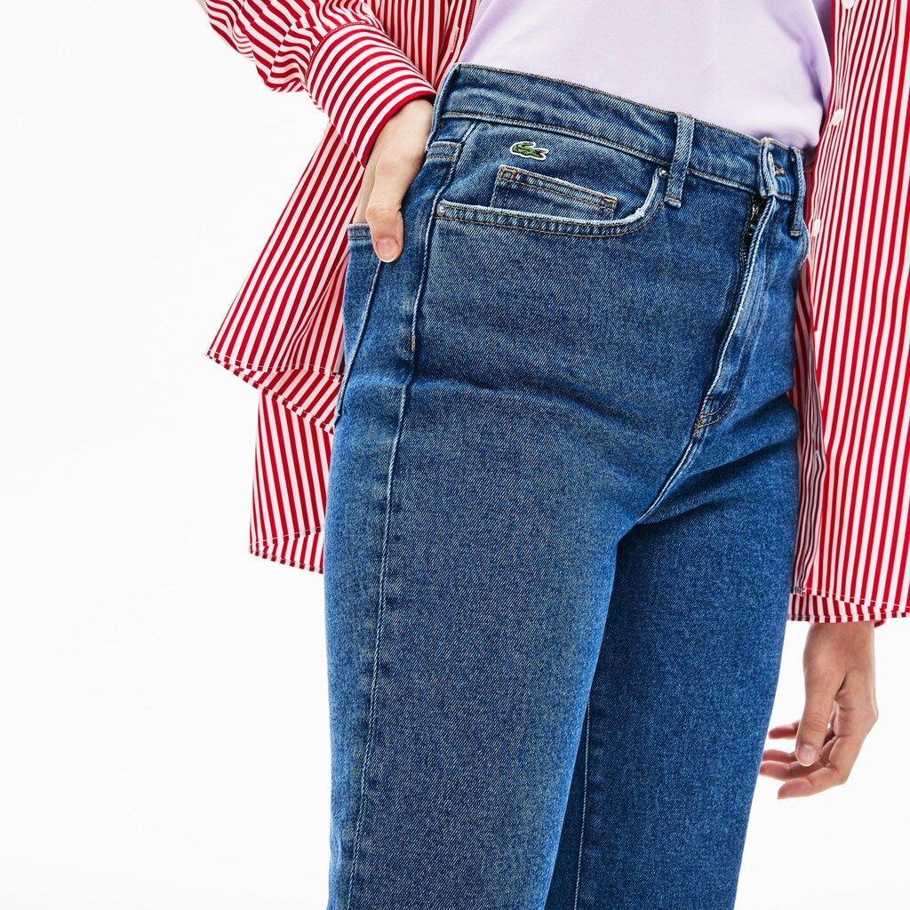 Wo  LIVE High-Rise Washed Cotton Jeans | Lacoste Womens