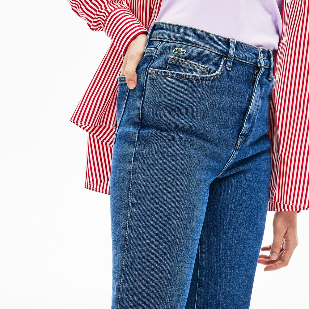 Wo  LIVE High-Rise Washed Cotton Jeans | Lacoste Womens