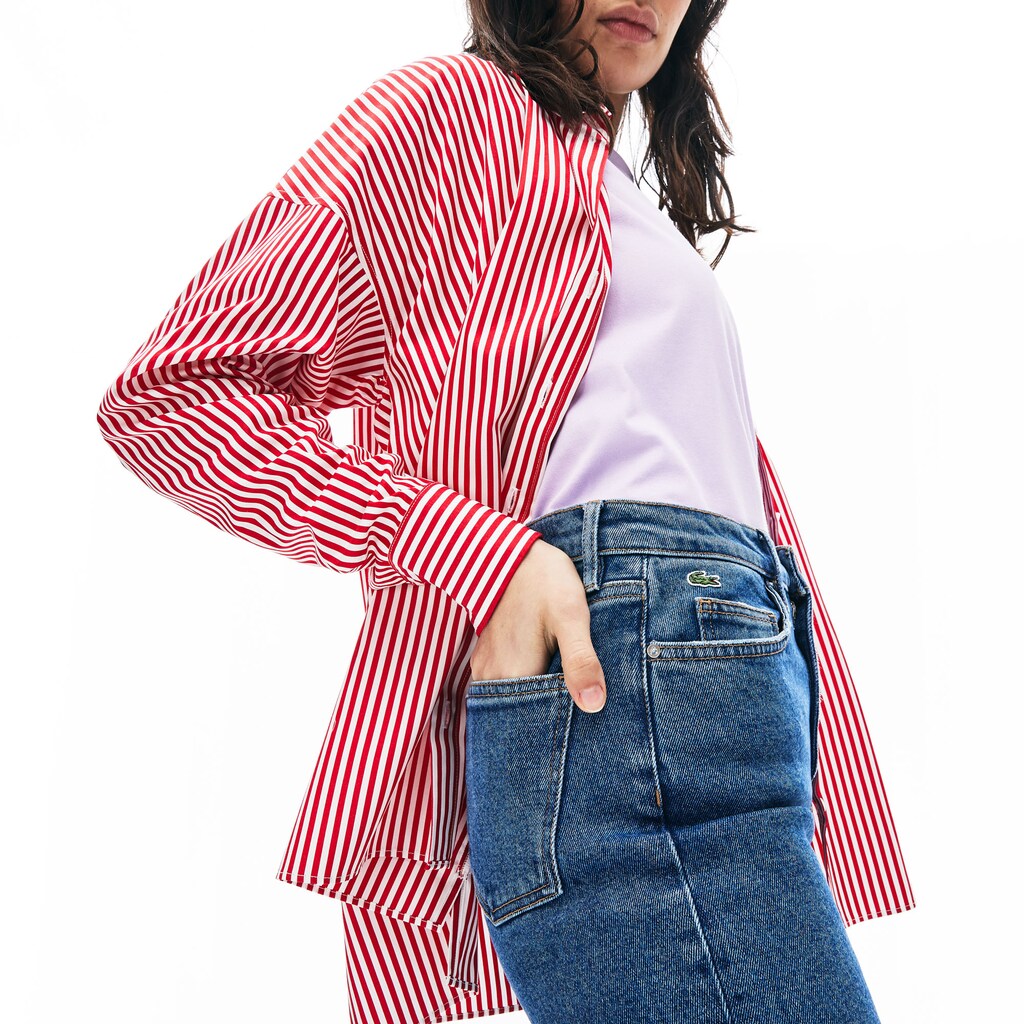 Wo  LIVE High-Rise Washed Cotton Jeans | Lacoste Womens