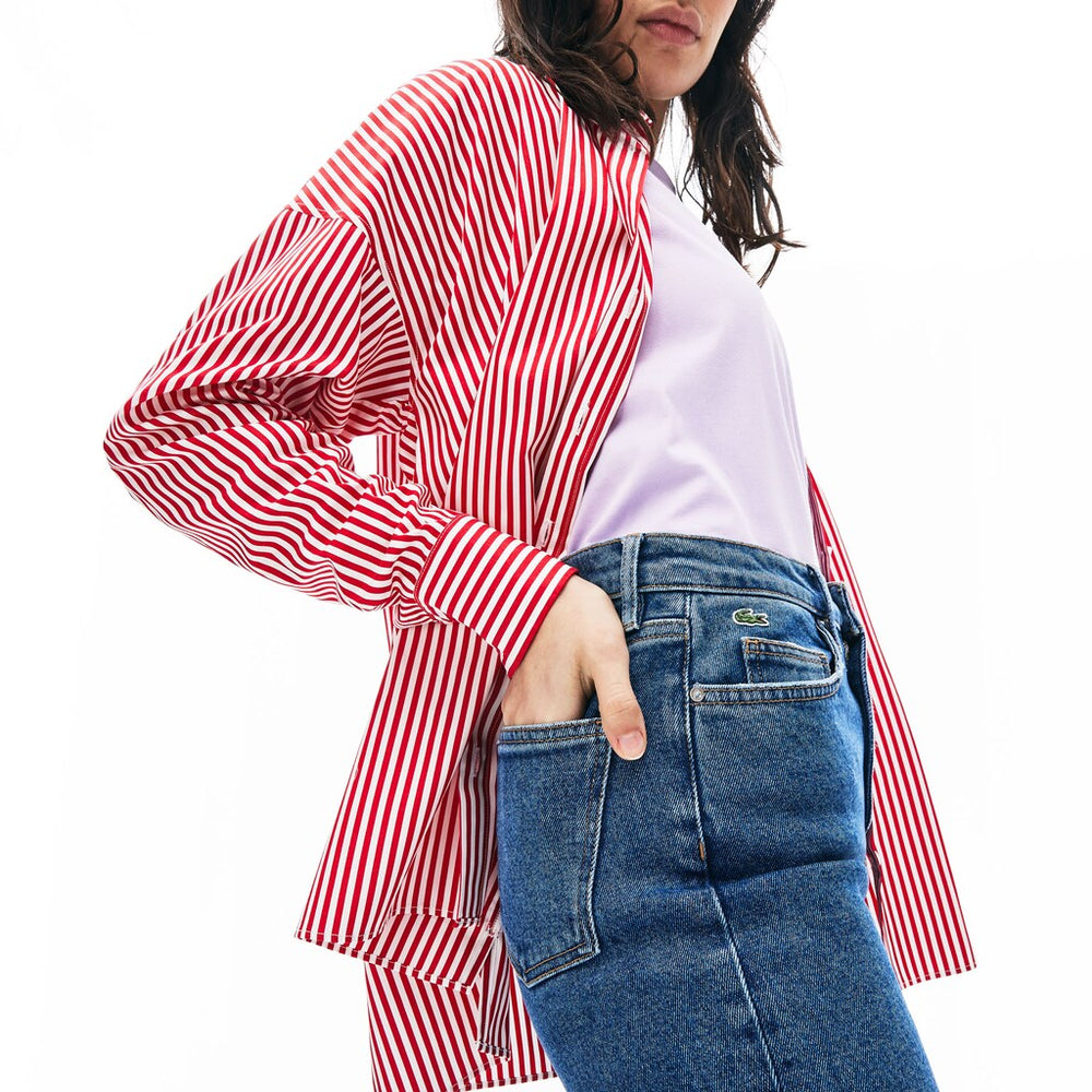 Wo  LIVE High-Rise Washed Cotton Jeans | Lacoste Womens