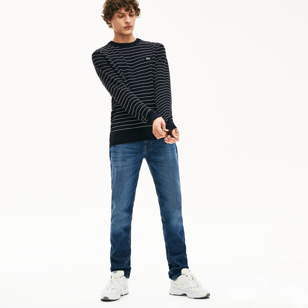 Striped Textured Cotton Sweater | Lacoste Mens