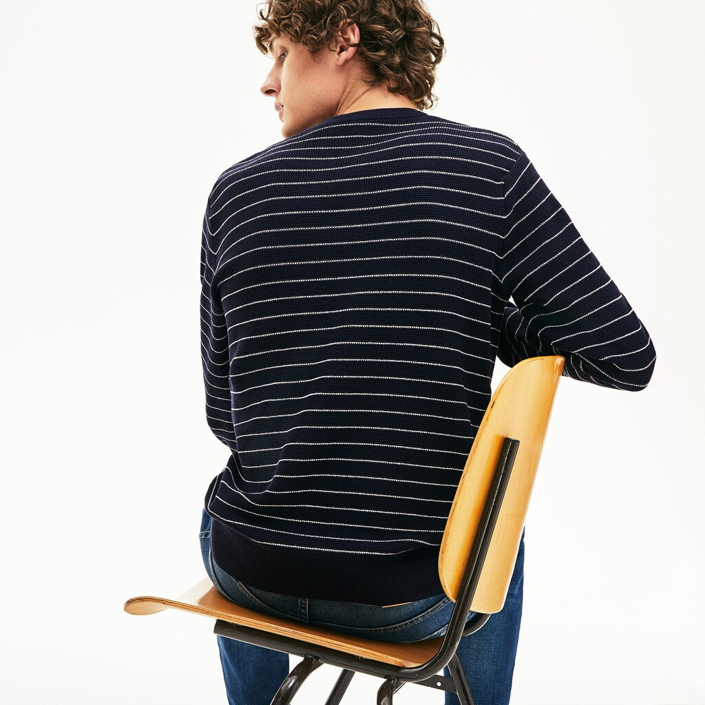 Striped Textured Cotton Sweater | Lacoste Mens