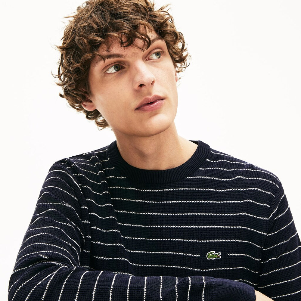 Striped Textured Cotton Sweater | Lacoste Mens