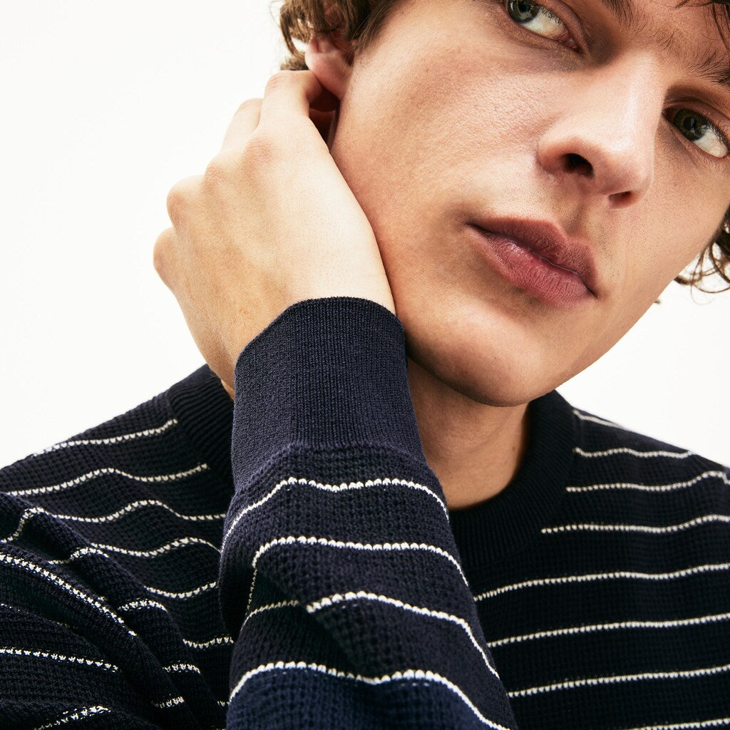 Striped Textured Cotton Sweater | Lacoste Mens