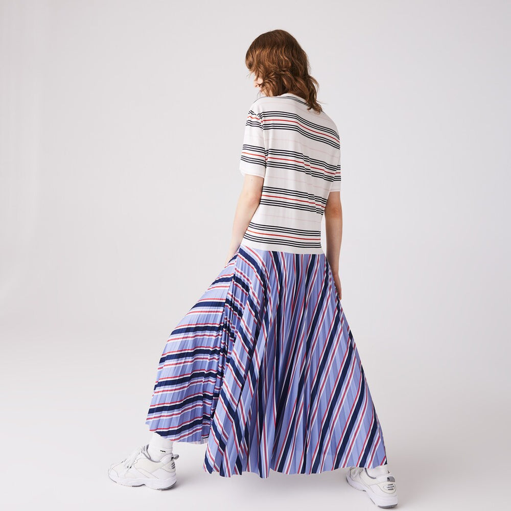 Wo  Dissimilar Striped Pleated Jersey T-shirt Dress | Lacoste Womens