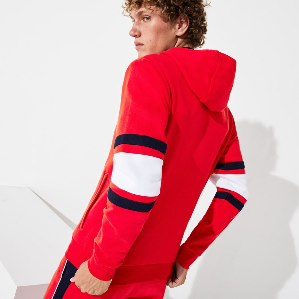 SPORT Striped-Sleeve Hooded Zip Sweatshirt | Lacoste Mens