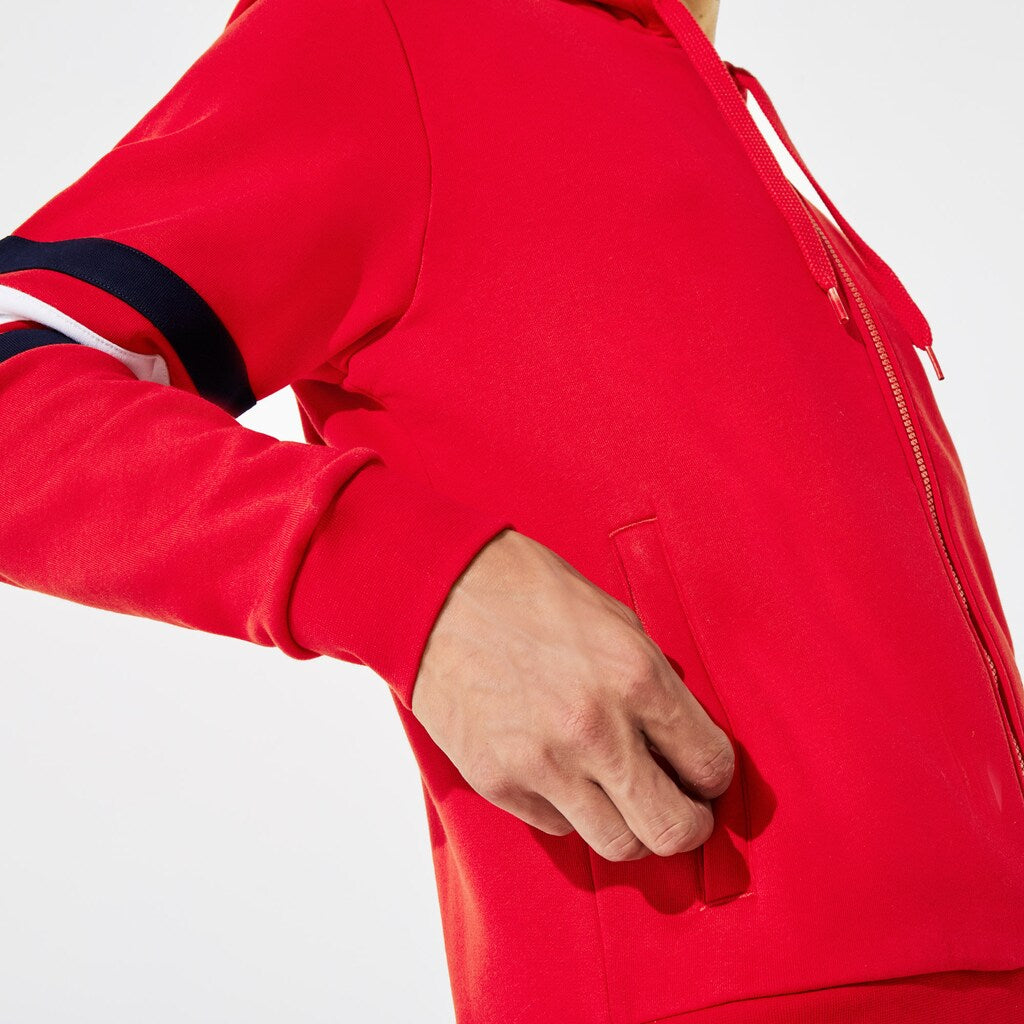 SPORT Striped-Sleeve Hooded Zip Sweatshirt | Lacoste Mens