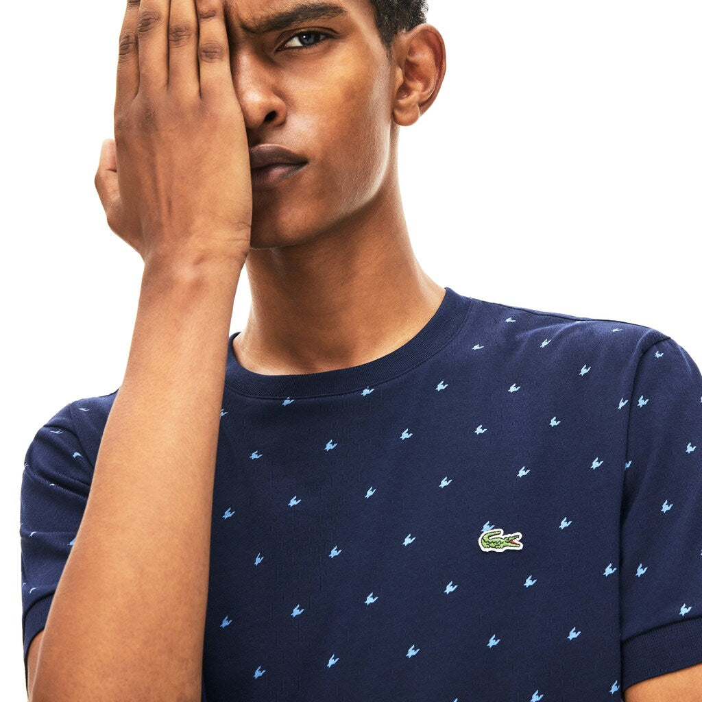 Crewneck Mini Houndstooth Cotton T-shirt | Lacoste Mens