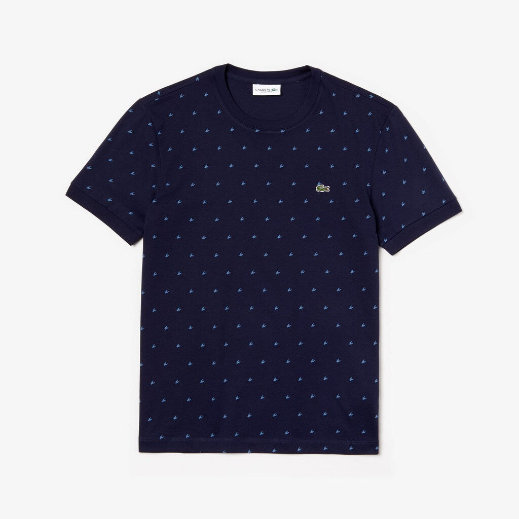 Crewneck Mini Houndstooth Cotton T-shirt | Lacoste Mens