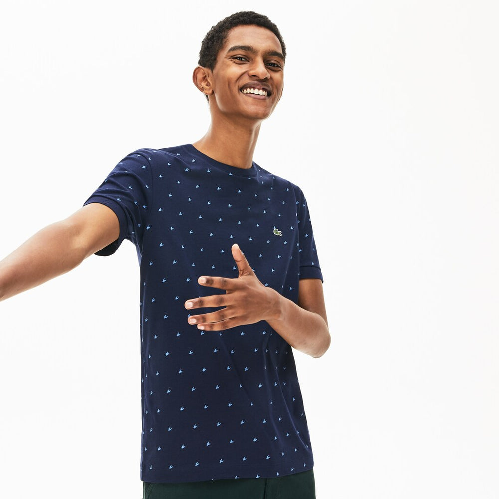 Crewneck Mini Houndstooth Cotton T-shirt | Lacoste Mens