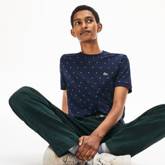Crewneck Mini Houndstooth Cotton T-shirt | Lacoste Mens