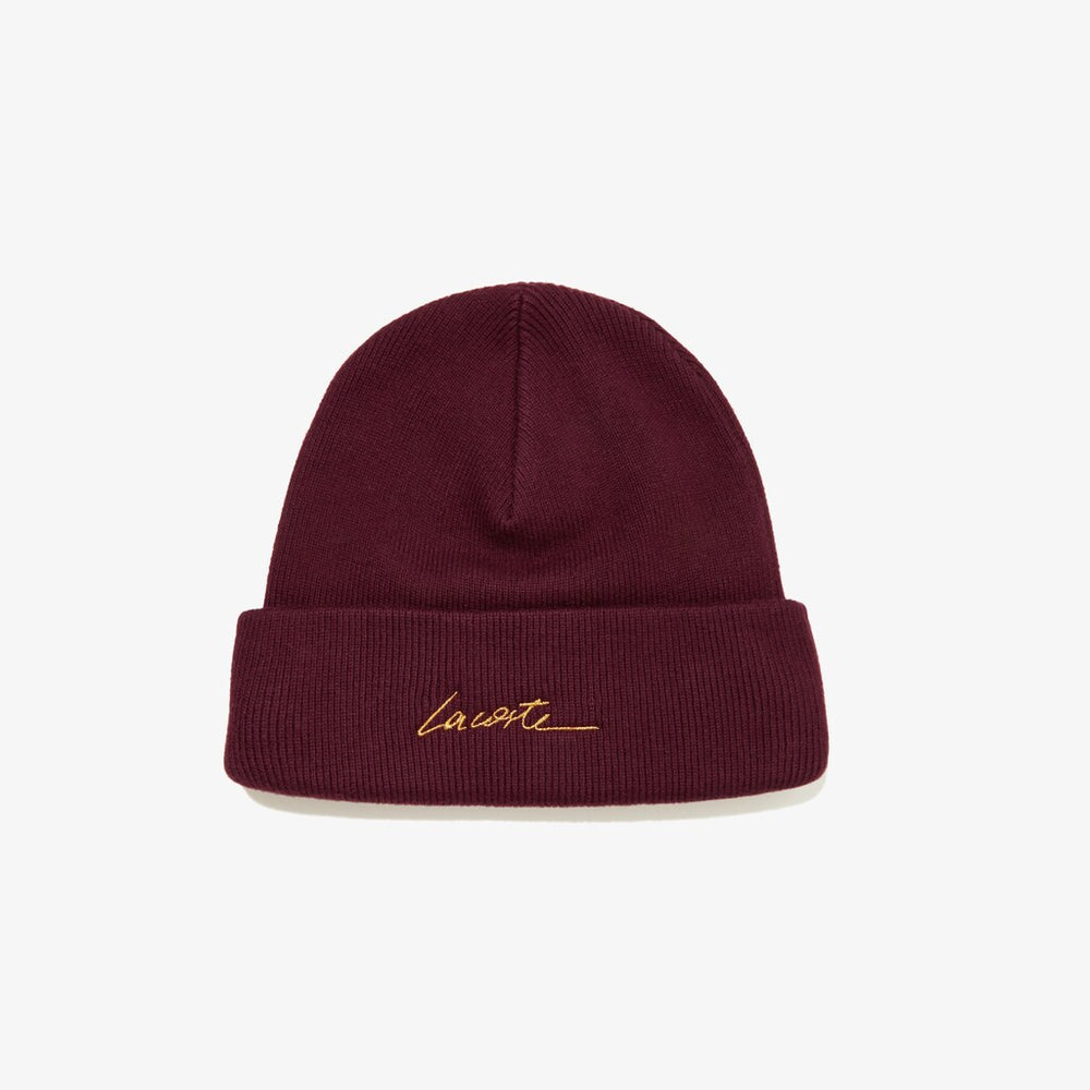 Unisex LIVE Signature Embroidered Cashmere-Blend Beanie | Lacoste Mens