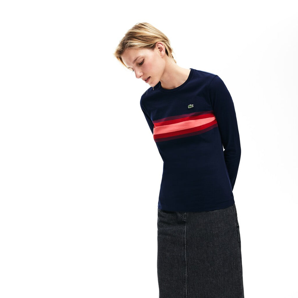 Wo  Long Sleeve Multicolor Stripe T-Shirt | Lacoste Womens