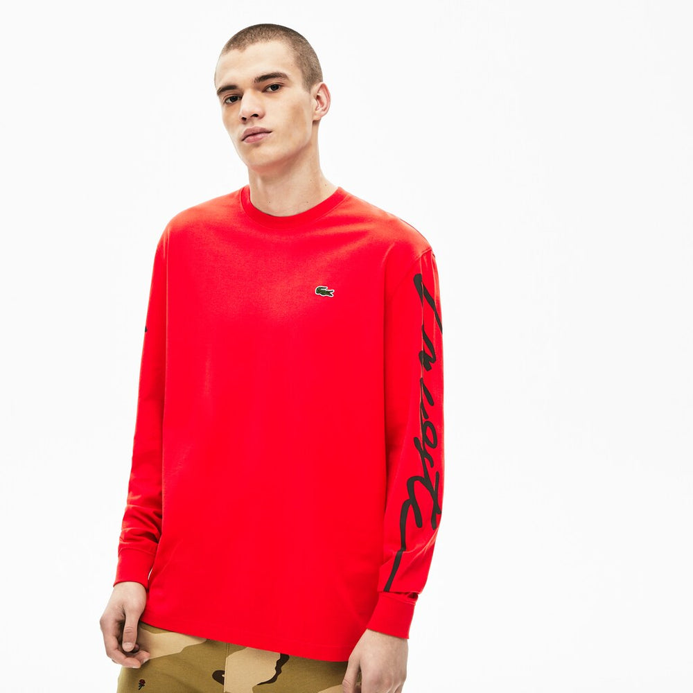 Unisex LIVE Signature Print T-shirt | Lacoste Mens
