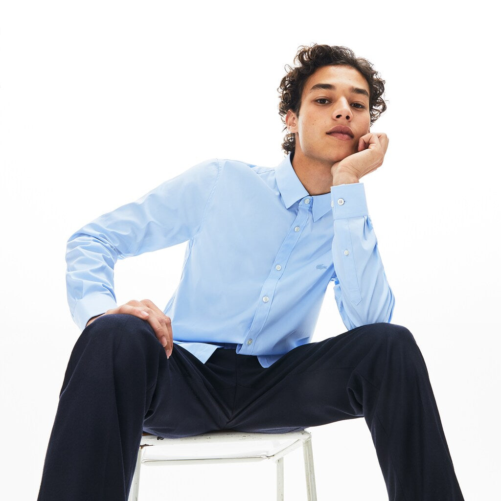Slim-Fit Stretch Cotton Poplin Shirt | Lacoste Mens