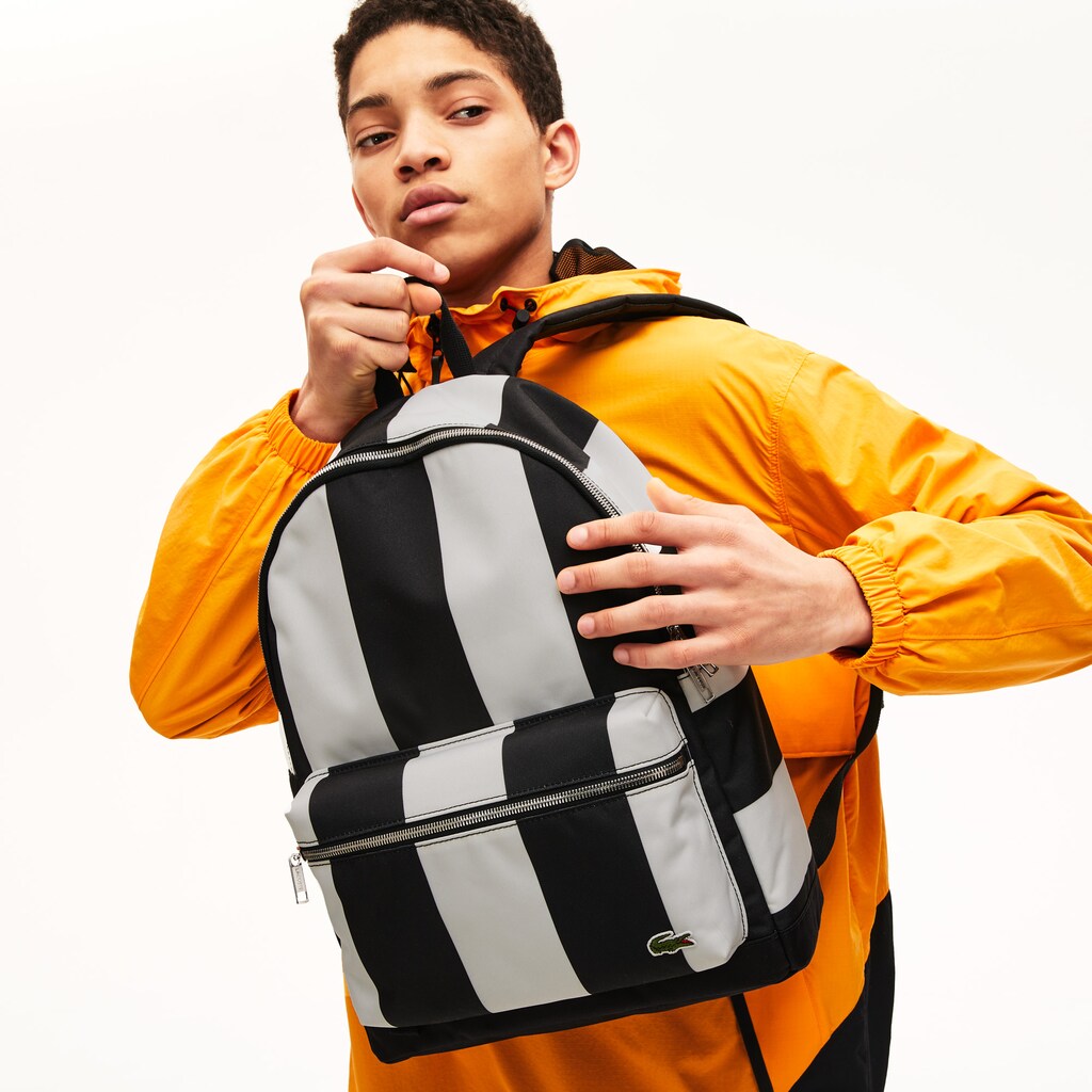 Lacoste LIVE Detachable Pouch Striped Backpack | Lacoste Mens