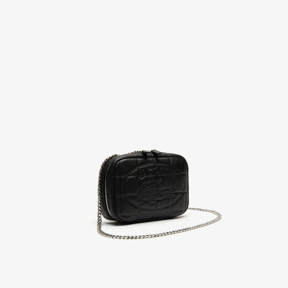 Wo  Croco Crew Quilted Leather Zippered Shoulder Bag | Lacoste Womens