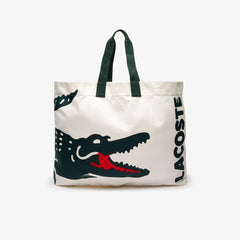 Wo  Oversized Crocodile Print Cotton Large Tote | Lacoste Womens