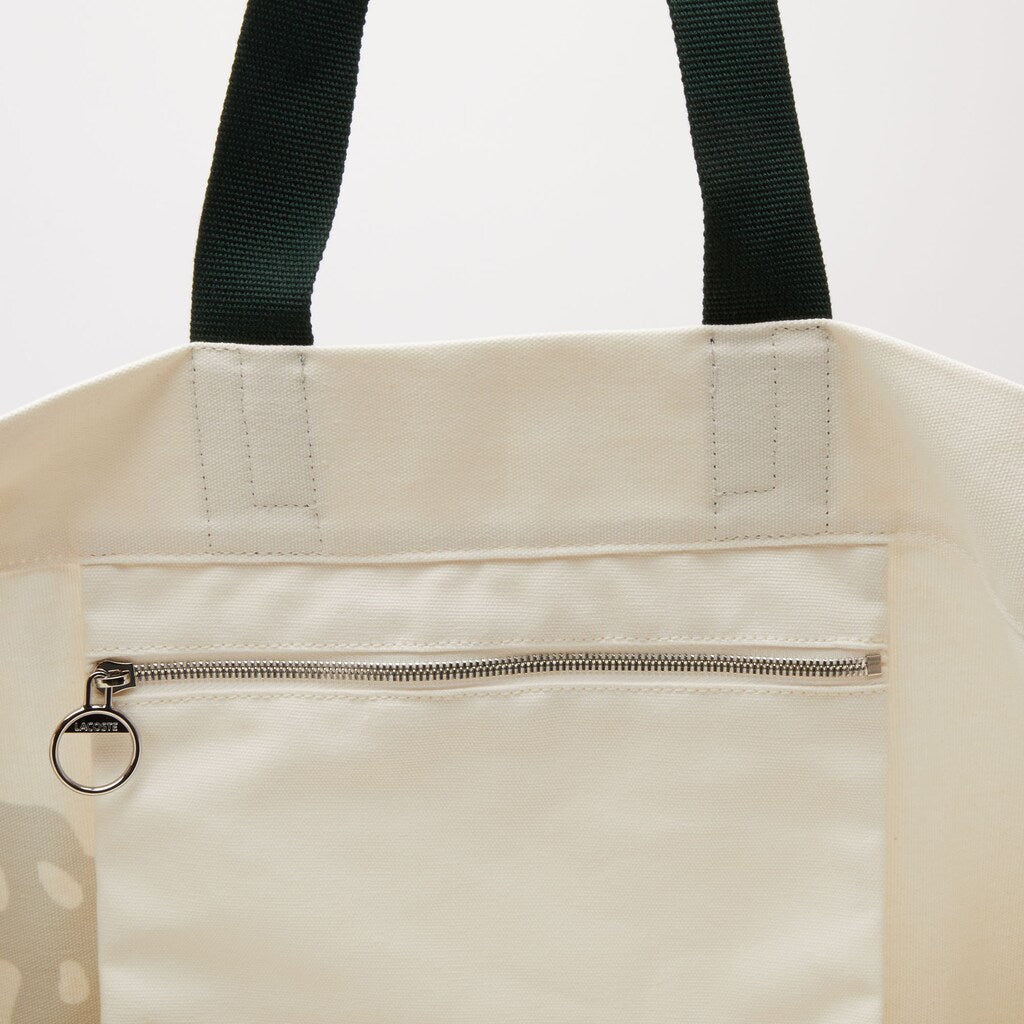 Wo  Oversized Crocodile Print Cotton Large Tote | Lacoste Womens