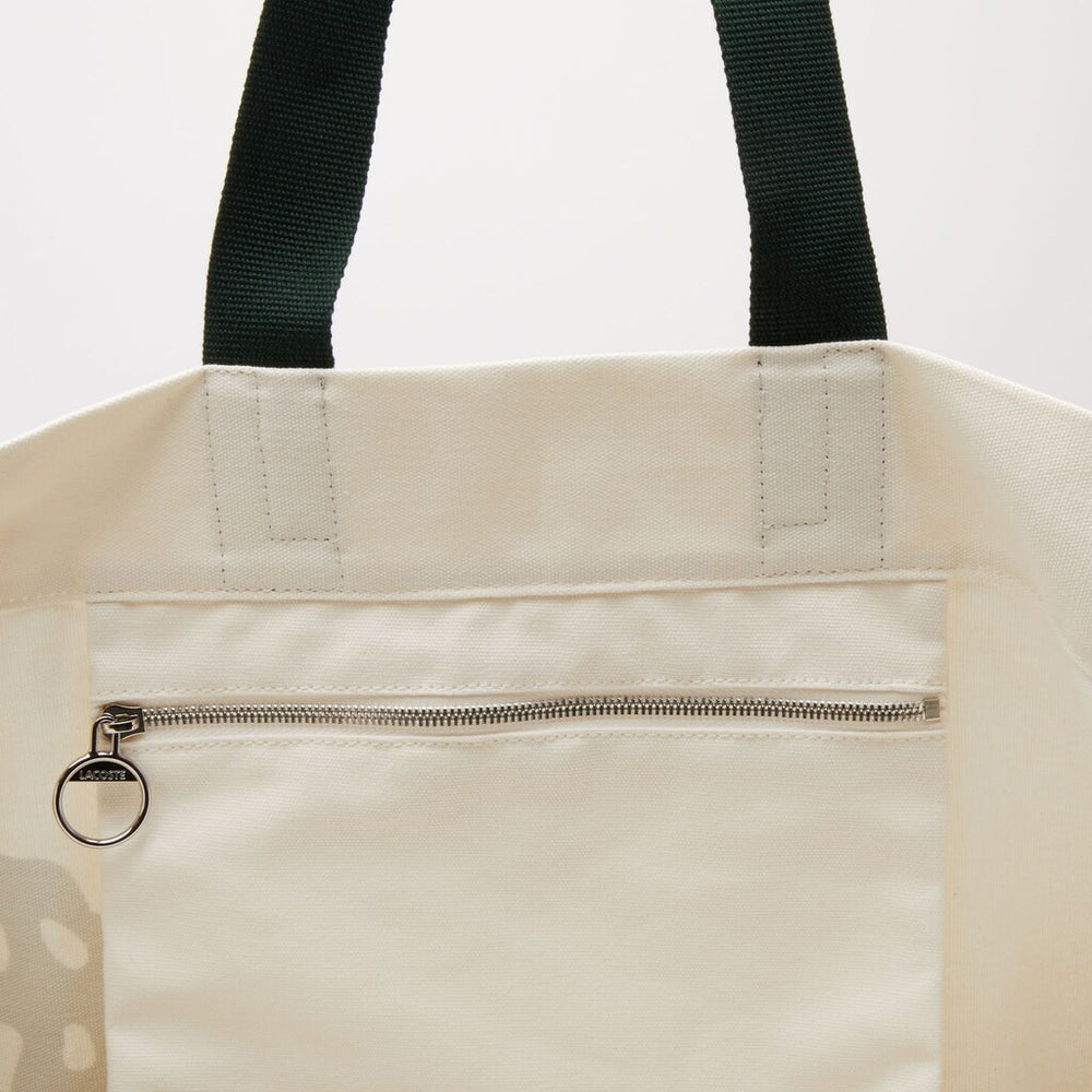 Wo  Oversized Crocodile Print Cotton Large Tote | Lacoste Womens