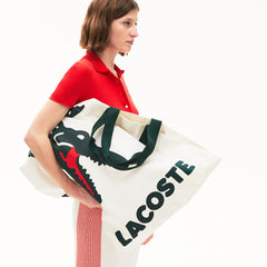 Wo  Oversized Crocodile Print Cotton Large Tote | Lacoste Womens