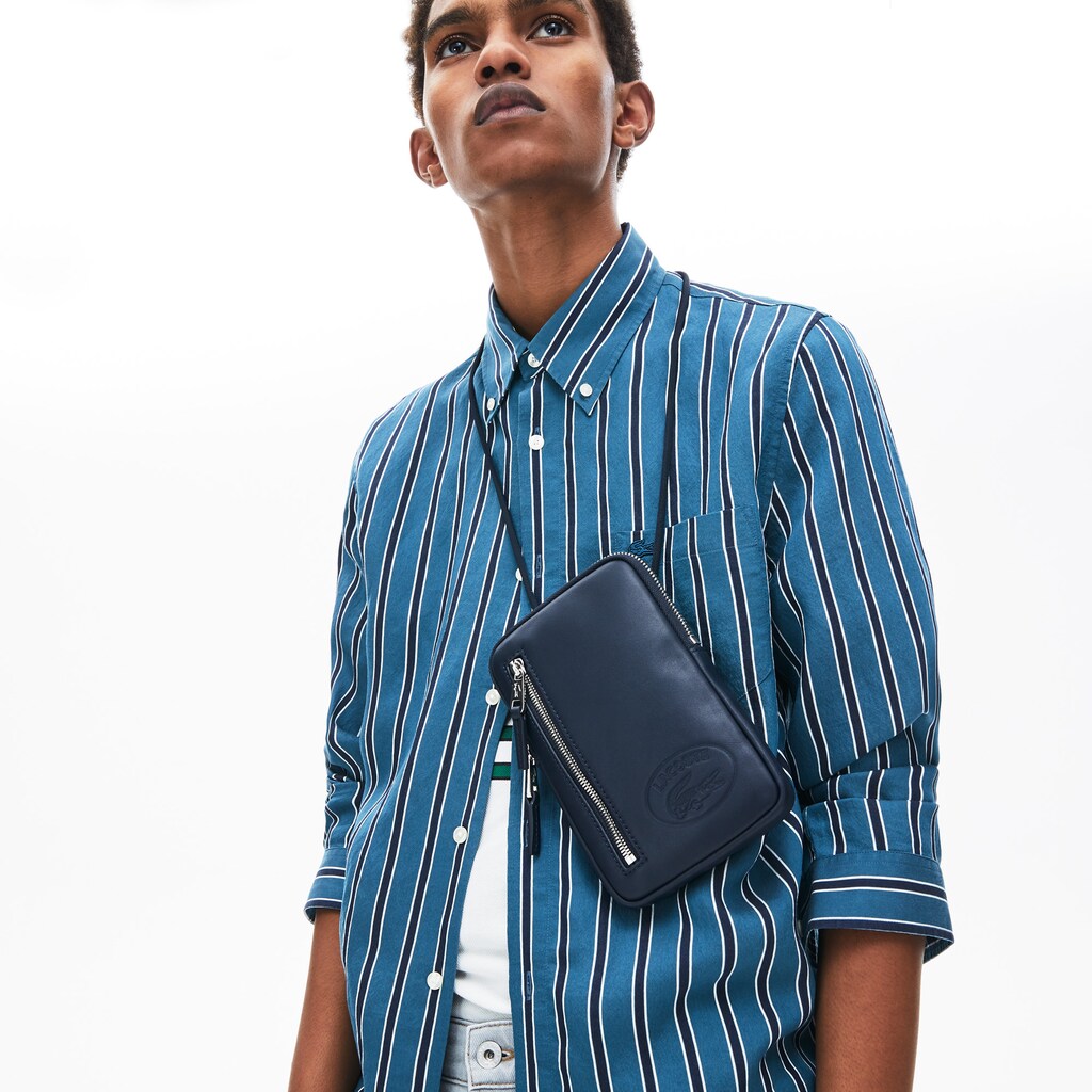 L.12.12 Neck Strap Leather Mini Flat Bag | Lacoste Mens