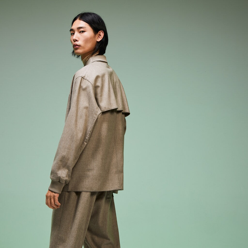Fashion Show Solid Wool Shirt with Chest Pocket | Lacoste Mens