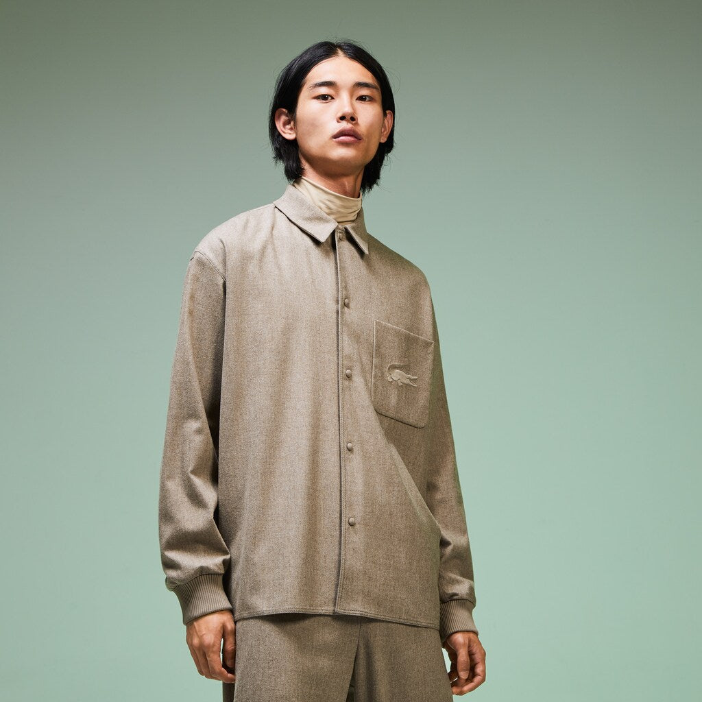 Fashion Show Solid Wool Shirt with Chest Pocket | Lacoste Mens
