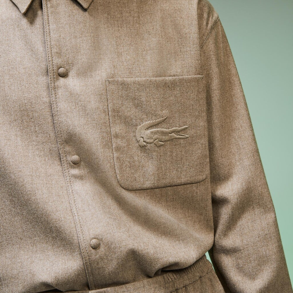 Fashion Show Solid Wool Shirt with Chest Pocket | Lacoste Mens
