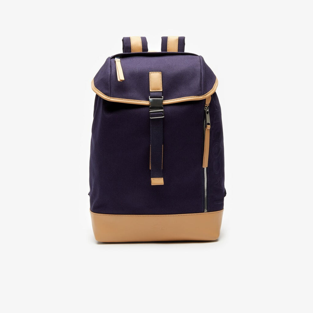 Leather Finishes Cotton Flap Backpack | Lacoste Mens