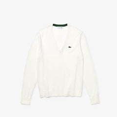 Wo  Solid Cotton V-Neck Sweater | Lacoste Womens