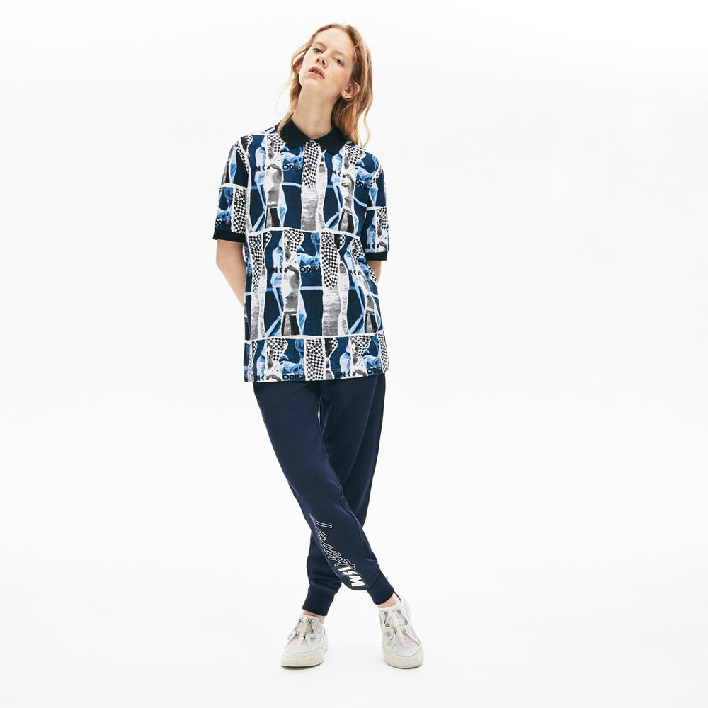Unisex LIVE Loose Fit Graphic Print Cotton Polo Shirt | Lacoste Mens