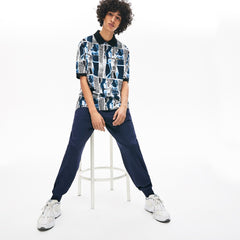 Unisex LIVE Loose Fit Graphic Print Cotton Polo Shirt | Lacoste Mens