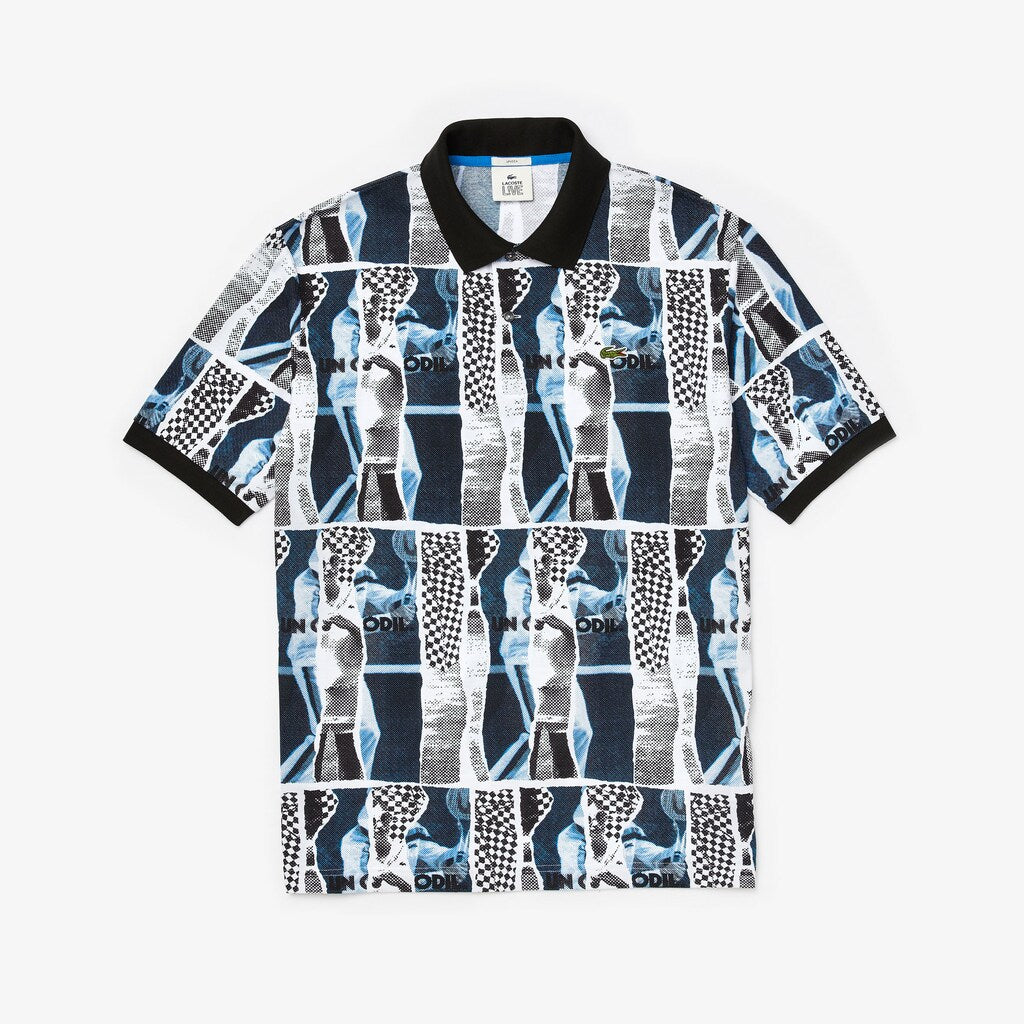 Unisex LIVE Loose Fit Graphic Print Cotton Polo Shirt | Lacoste Mens