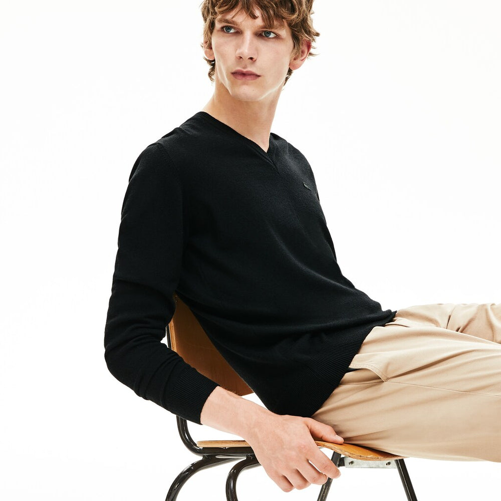 V-neck Wool Jersey Sweater | Lacoste Mens